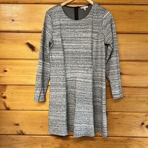 Lila Rose Gray Stretch Knit Fit Flare Dress Skater Round Neck Long Sleeve L